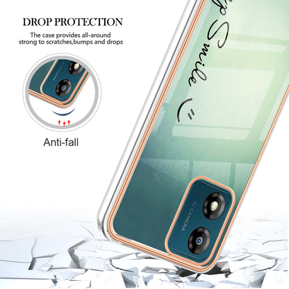 YB IMD Series-19 Style D TPU Shell for Motorola Moto E13 4G , 2.0mm Electroplating IMD Pattern Printing Phone Case