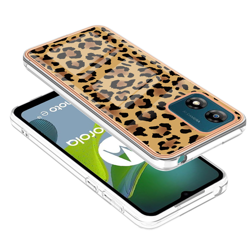 YB IMD Series-19 Style D TPU Shell for Motorola Moto E13 4G , 2.0mm Electroplating IMD Pattern Printing Phone Case