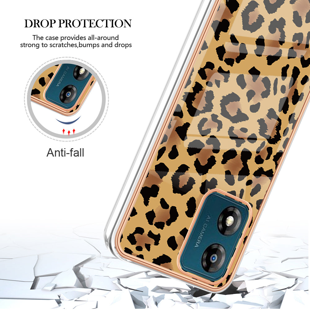 YB IMD Series-19 Style D TPU Shell for Motorola Moto E13 4G , 2.0mm Electroplating IMD Pattern Printing Phone Case