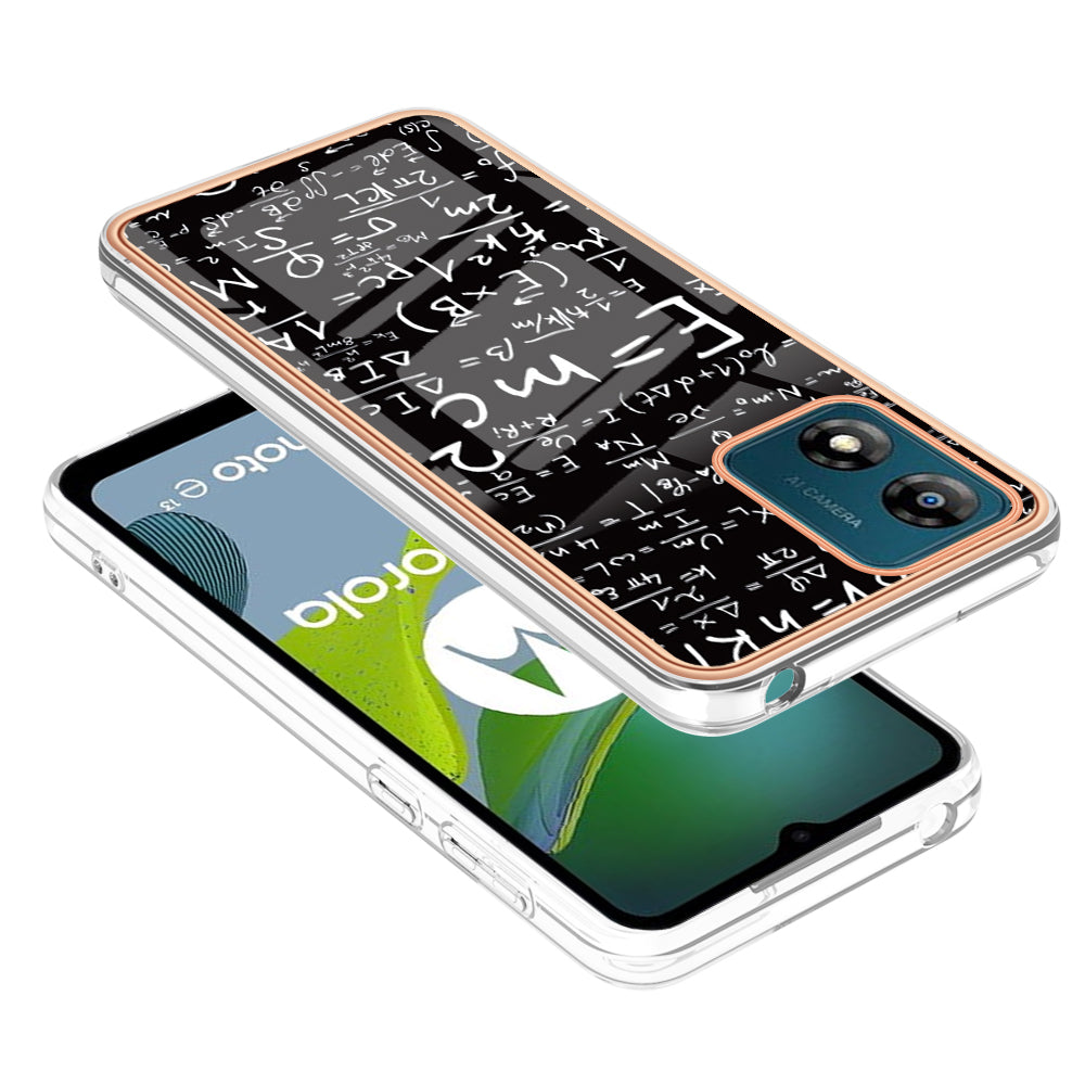 YB IMD Series-19 Style D TPU Shell for Motorola Moto E13 4G , 2.0mm Electroplating IMD Pattern Printing Phone Case