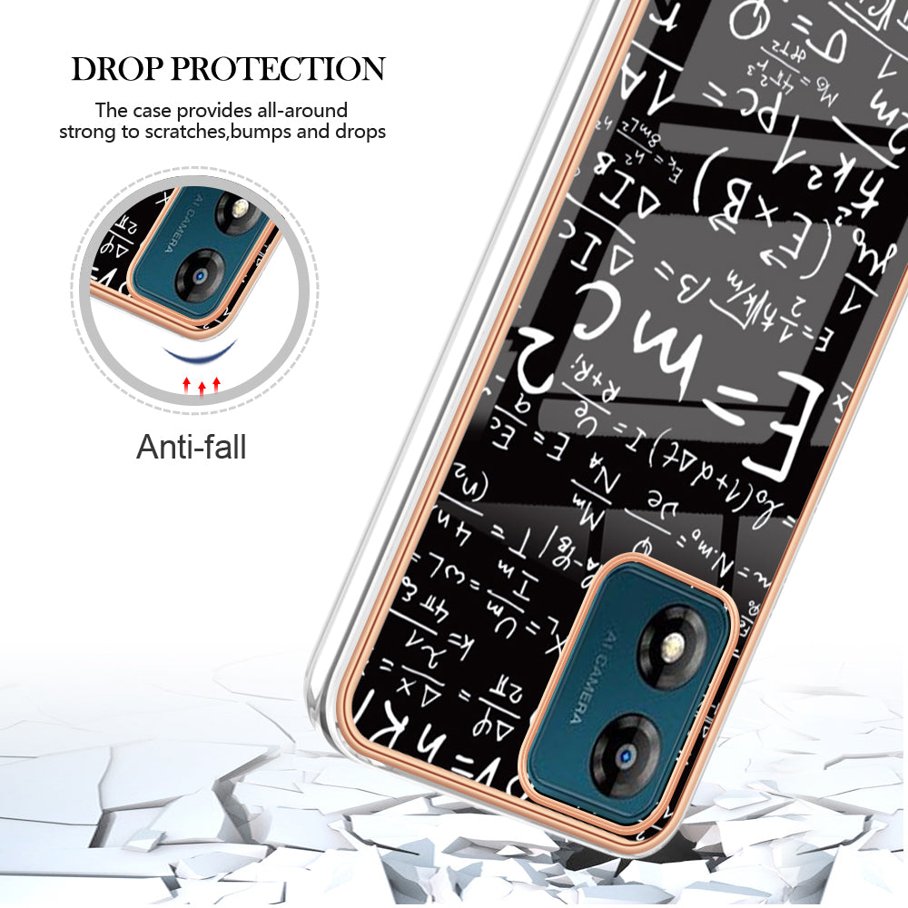 YB IMD Series-19 Style D TPU Shell for Motorola Moto E13 4G , 2.0mm Electroplating IMD Pattern Printing Phone Case