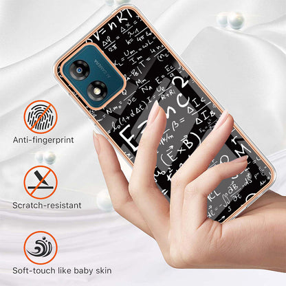 YB IMD Series-19 Style D TPU Shell for Motorola Moto E13 4G , 2.0mm Electroplating IMD Pattern Printing Phone Case