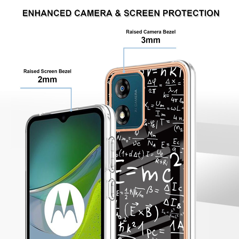 YB IMD Series-19 Style D TPU Shell for Motorola Moto E13 4G , 2.0mm Electroplating IMD Pattern Printing Phone Case