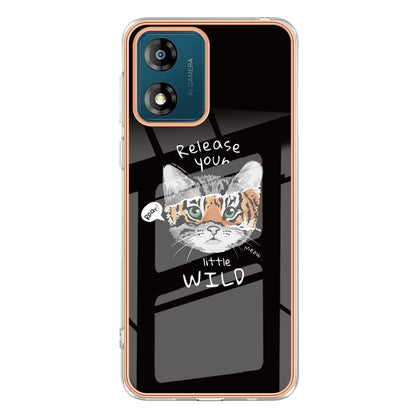 YB IMD Series-19 Style D TPU Shell for Motorola Moto E13 4G , 2.0mm Electroplating IMD Pattern Printing Phone Case