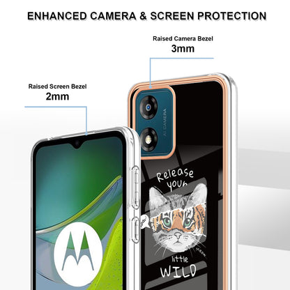 YB IMD Series-19 Style D TPU Shell for Motorola Moto E13 4G , 2.0mm Electroplating IMD Pattern Printing Phone Case