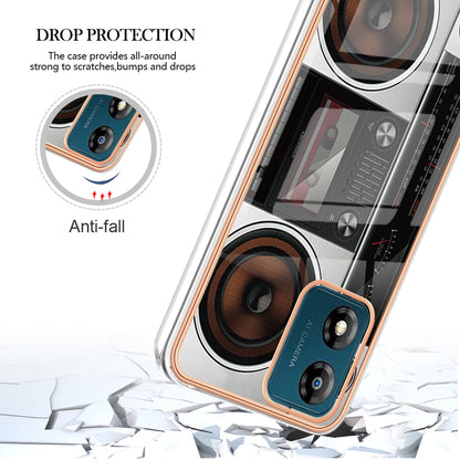 YB IMD Series-19 Style D TPU Shell for Motorola Moto E13 4G , 2.0mm Electroplating IMD Pattern Printing Phone Case