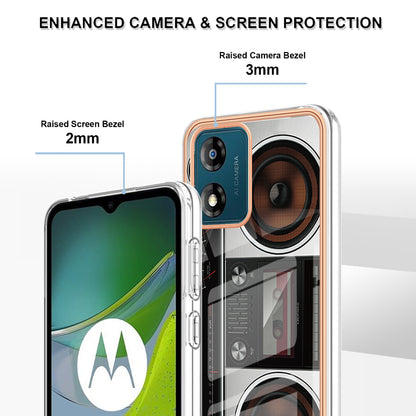 YB IMD Series-19 Style D TPU Shell for Motorola Moto E13 4G , 2.0mm Electroplating IMD Pattern Printing Phone Case