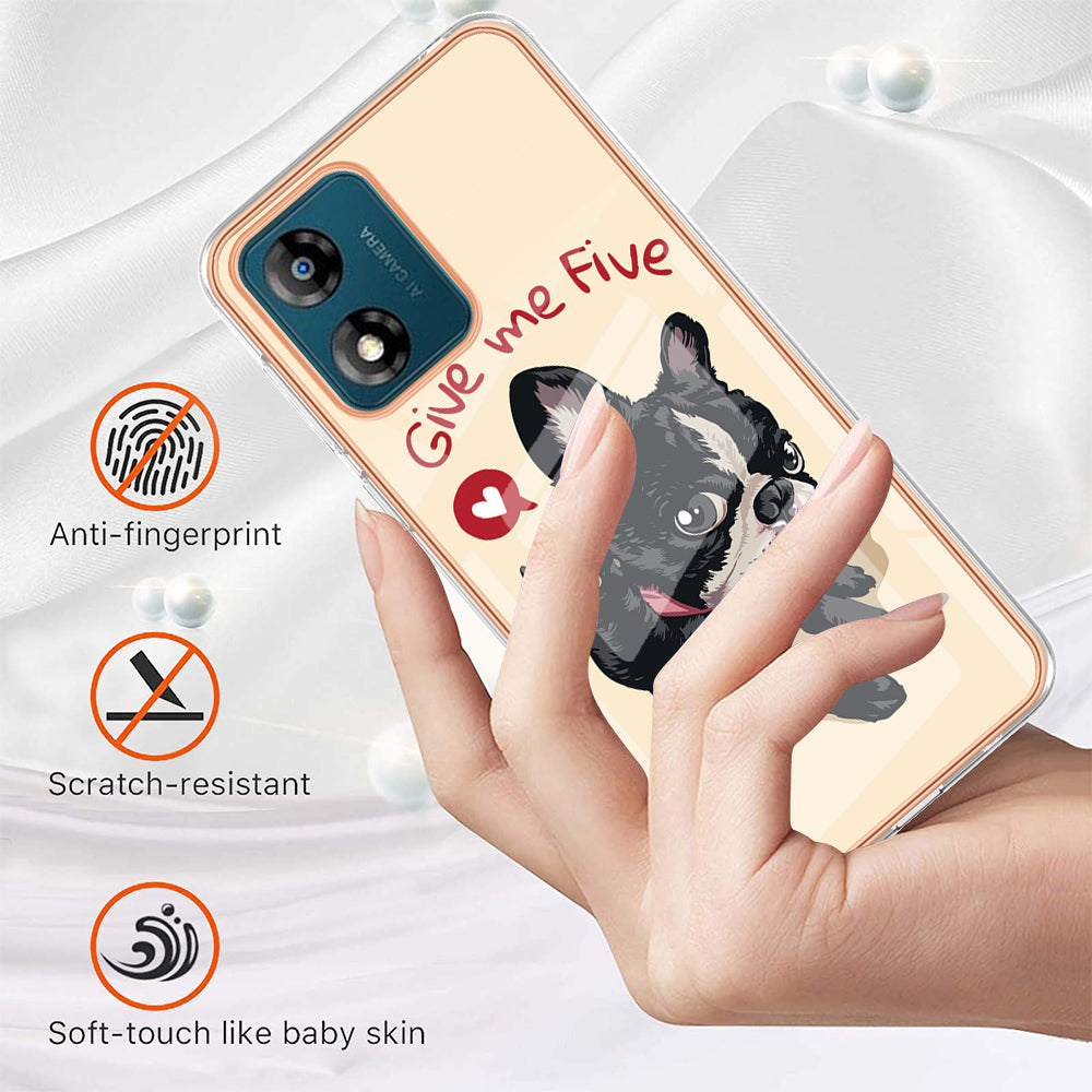 YB IMD Series-19 Style D TPU Shell for Motorola Moto E13 4G , 2.0mm Electroplating IMD Pattern Printing Phone Case