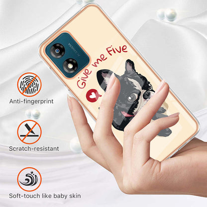 YB IMD Series-19 Style D TPU Shell for Motorola Moto E13 4G , 2.0mm Electroplating IMD Pattern Printing Phone Case