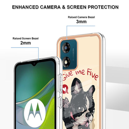 YB IMD Series-19 Style D TPU Shell for Motorola Moto E13 4G , 2.0mm Electroplating IMD Pattern Printing Phone Case
