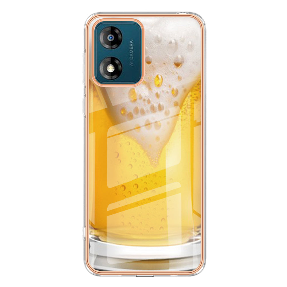 YB IMD Series-19 Style D TPU Shell for Motorola Moto E13 4G , 2.0mm Electroplating IMD Pattern Printing Phone Case