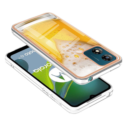 YB IMD Series-19 Style D TPU Shell for Motorola Moto E13 4G , 2.0mm Electroplating IMD Pattern Printing Phone Case