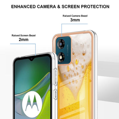 YB IMD Series-19 Style D TPU Shell for Motorola Moto E13 4G , 2.0mm Electroplating IMD Pattern Printing Phone Case