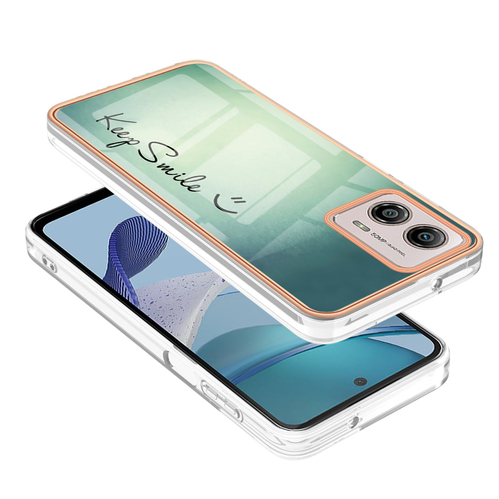 YB IMD Series-19 Style D For Motorola Moto G53 5G / G23 4G / G13 4G TPU Back Shell 2.0mm Electroplating IMD Pattern Printing Cover Phone Case