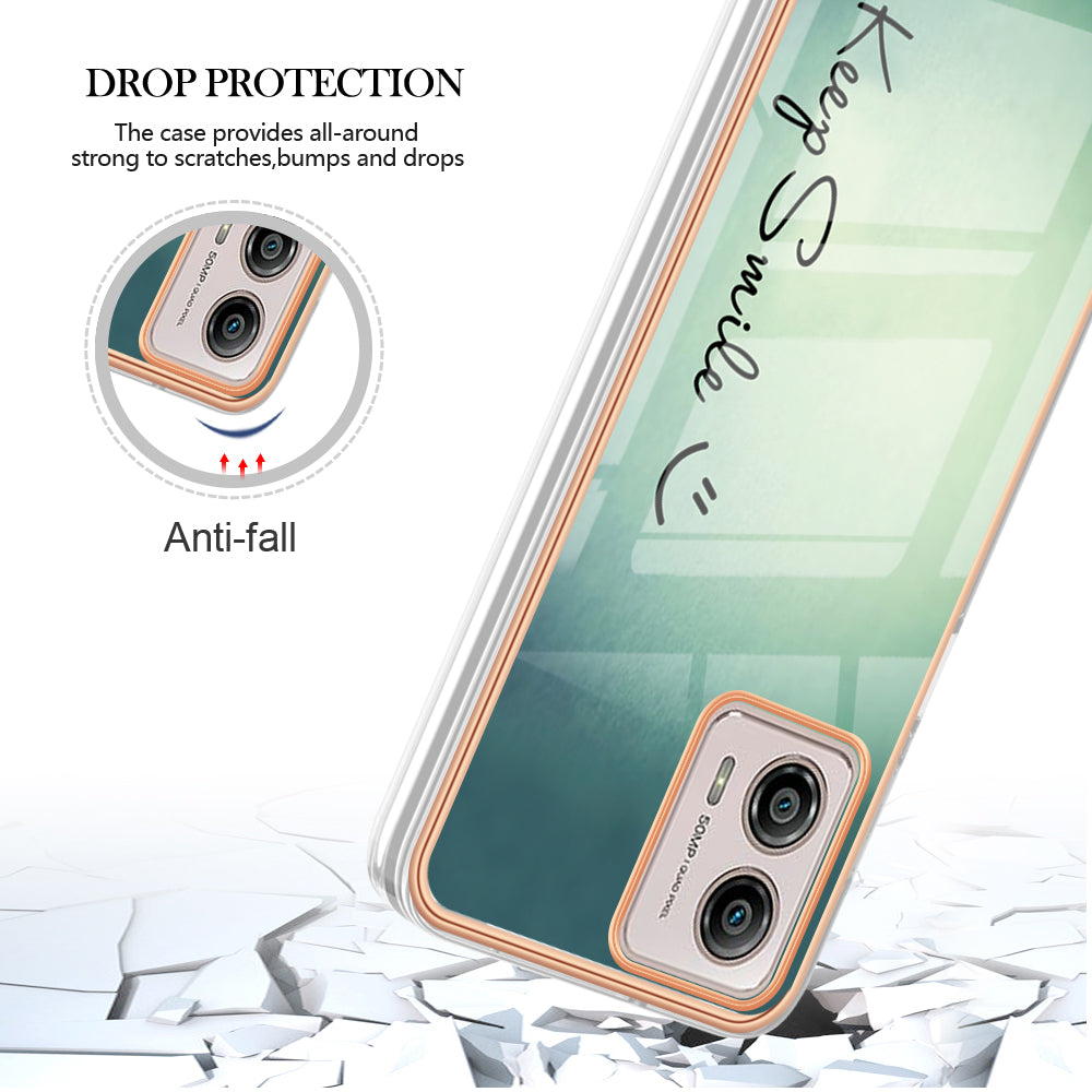 YB IMD Series-19 Style D For Motorola Moto G53 5G / G23 4G / G13 4G TPU Back Shell 2.0mm Electroplating IMD Pattern Printing Cover Phone Case