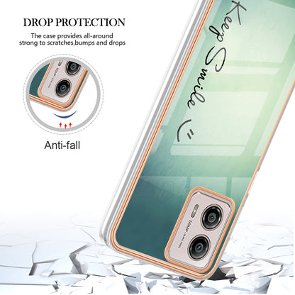 YB IMD Series-19 Style D For Motorola Moto G53 5G / G23 4G / G13 4G TPU Back Shell 2.0mm Electroplating IMD Pattern Printing Cover Phone Case