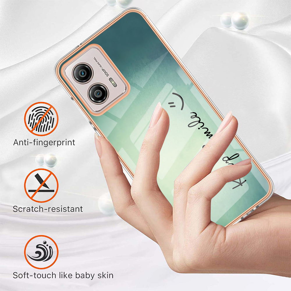 YB IMD Series-19 Style D For Motorola Moto G53 5G / G23 4G / G13 4G TPU Back Shell 2.0mm Electroplating IMD Pattern Printing Cover Phone Case