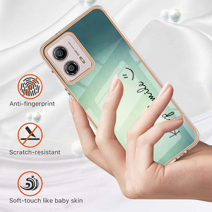 YB IMD Series-19 Style D For Motorola Moto G53 5G / G23 4G / G13 4G TPU Back Shell 2.0mm Electroplating IMD Pattern Printing Cover Phone Case
