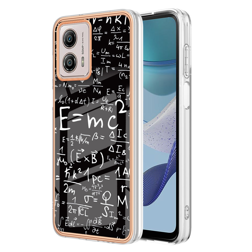 YB IMD Series-19 Style D For Motorola Moto G53 5G / G23 4G / G13 4G TPU Back Shell 2.0mm Electroplating IMD Pattern Printing Cover Phone Case