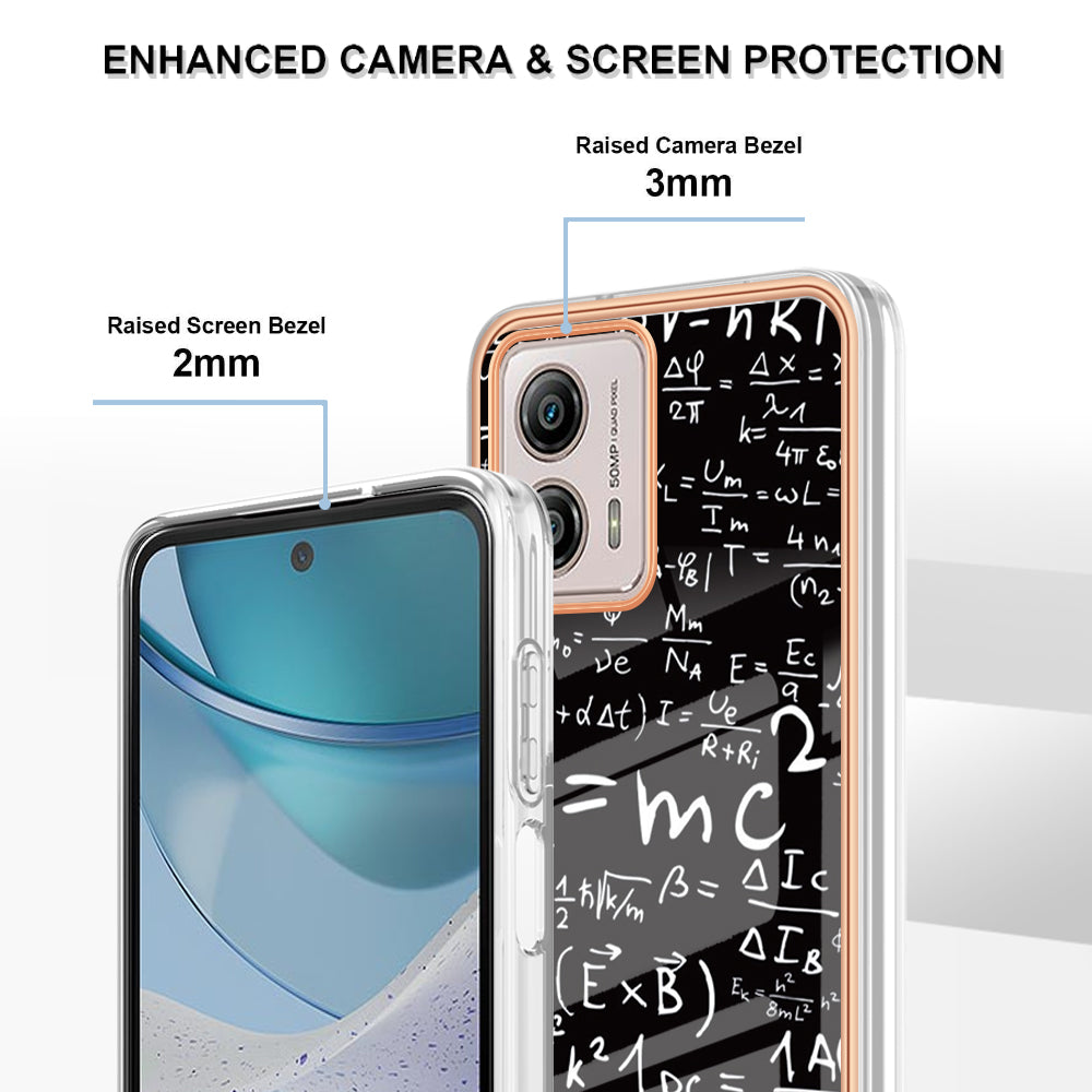 YB IMD Series-19 Style D For Motorola Moto G53 5G / G23 4G / G13 4G TPU Back Shell 2.0mm Electroplating IMD Pattern Printing Cover Phone Case