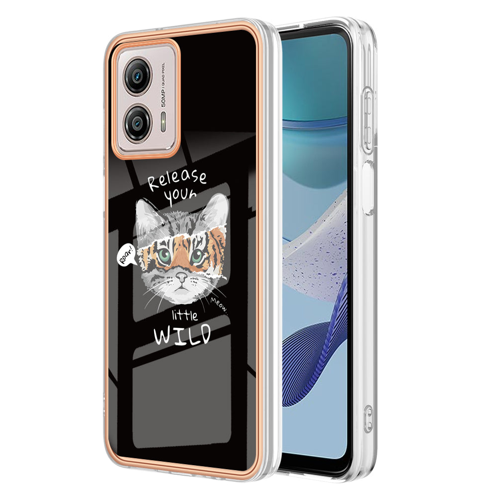 YB IMD Series-19 Style D For Motorola Moto G53 5G / G23 4G / G13 4G TPU Back Shell 2.0mm Electroplating IMD Pattern Printing Cover Phone Case
