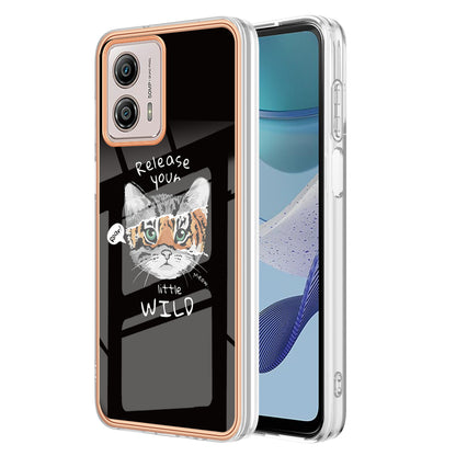 YB IMD Series-19 Style D For Motorola Moto G53 5G / G23 4G / G13 4G TPU Back Shell 2.0mm Electroplating IMD Pattern Printing Cover Phone Case