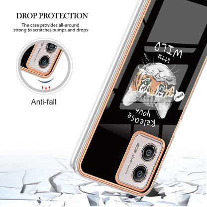 YB IMD Series-19 Style D For Motorola Moto G53 5G / G23 4G / G13 4G TPU Back Shell 2.0mm Electroplating IMD Pattern Printing Cover Phone Case