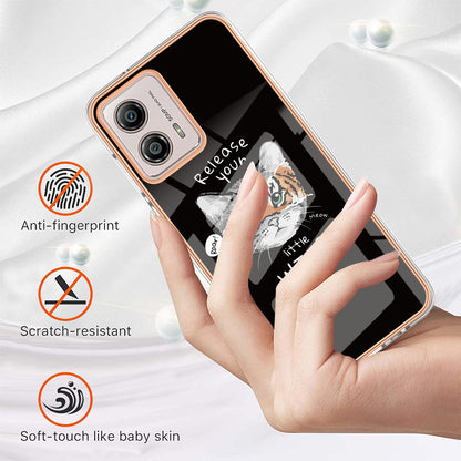 YB IMD Series-19 Style D For Motorola Moto G53 5G / G23 4G / G13 4G TPU Back Shell 2.0mm Electroplating IMD Pattern Printing Cover Phone Case