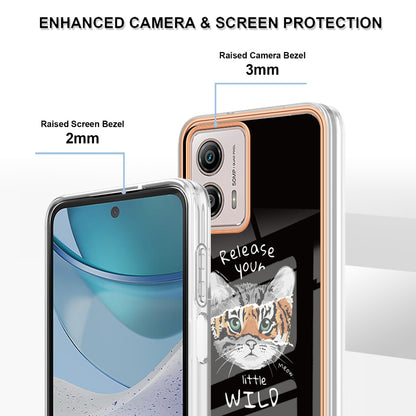 YB IMD Series-19 Style D For Motorola Moto G53 5G / G23 4G / G13 4G TPU Back Shell 2.0mm Electroplating IMD Pattern Printing Cover Phone Case