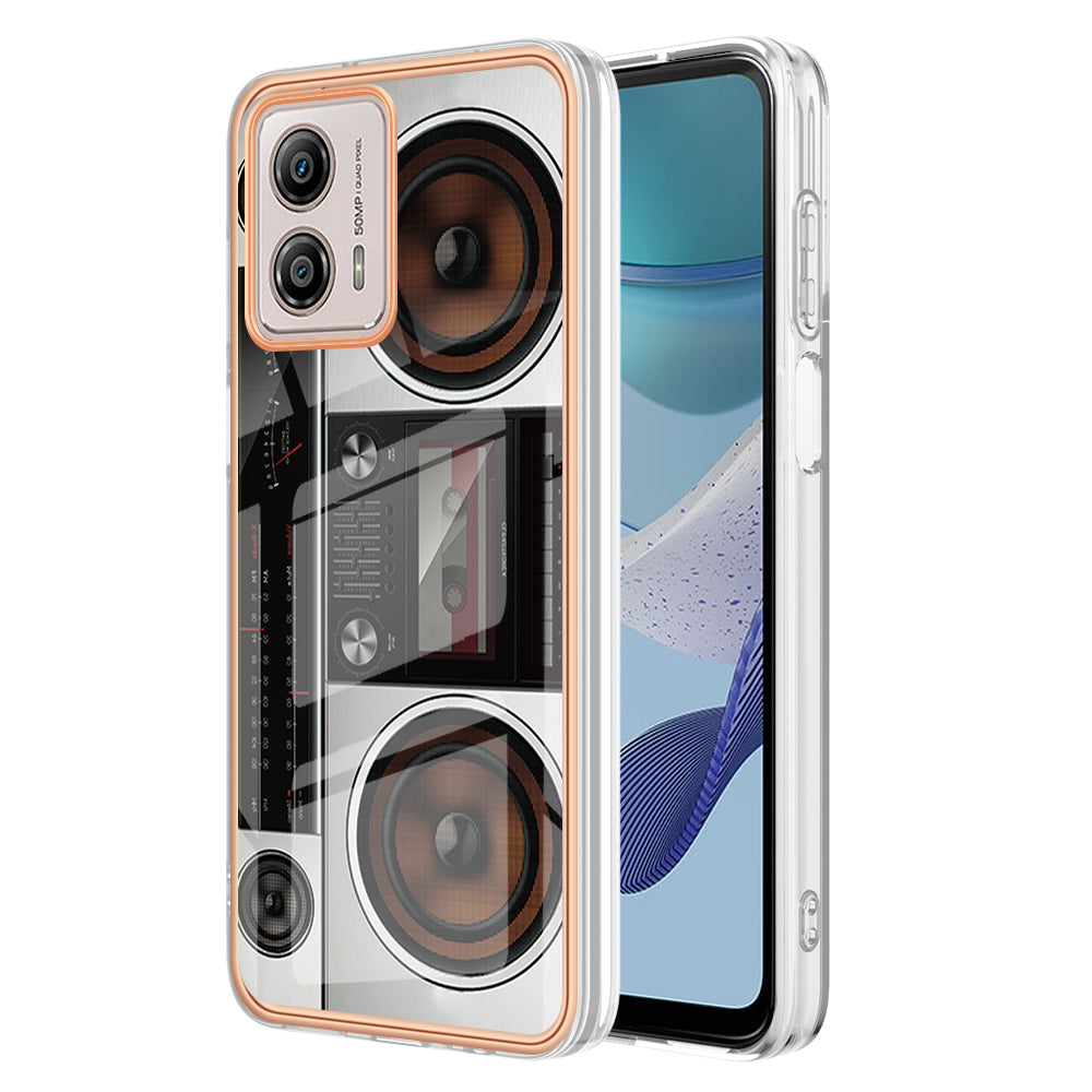 YB IMD Series-19 Style D For Motorola Moto G53 5G / G23 4G / G13 4G TPU Back Shell 2.0mm Electroplating IMD Pattern Printing Cover Phone Case