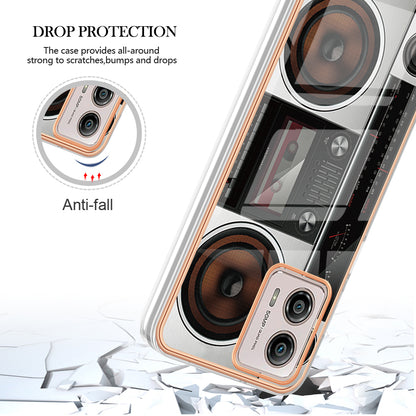YB IMD Series-19 Style D For Motorola Moto G53 5G / G23 4G / G13 4G TPU Back Shell 2.0mm Electroplating IMD Pattern Printing Cover Phone Case