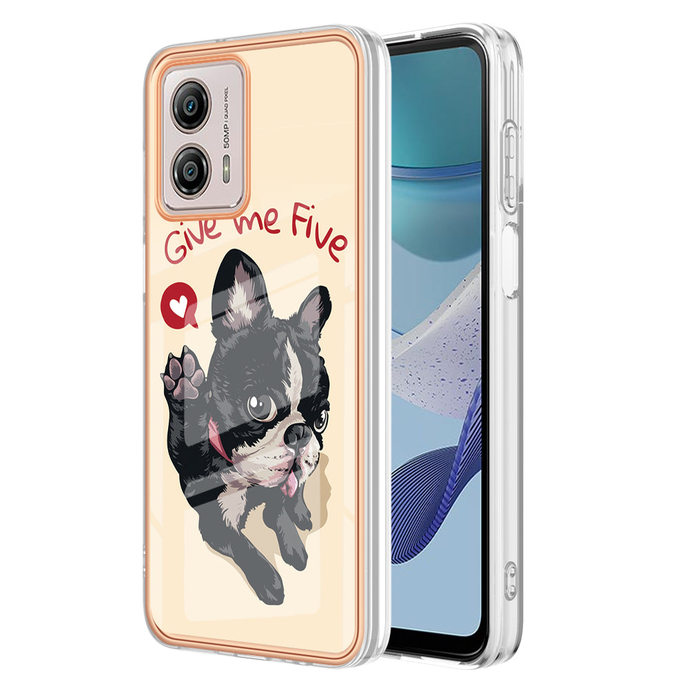 YB IMD Series-19 Style D For Motorola Moto G53 5G / G23 4G / G13 4G TPU Back Shell 2.0mm Electroplating IMD Pattern Printing Cover Phone Case