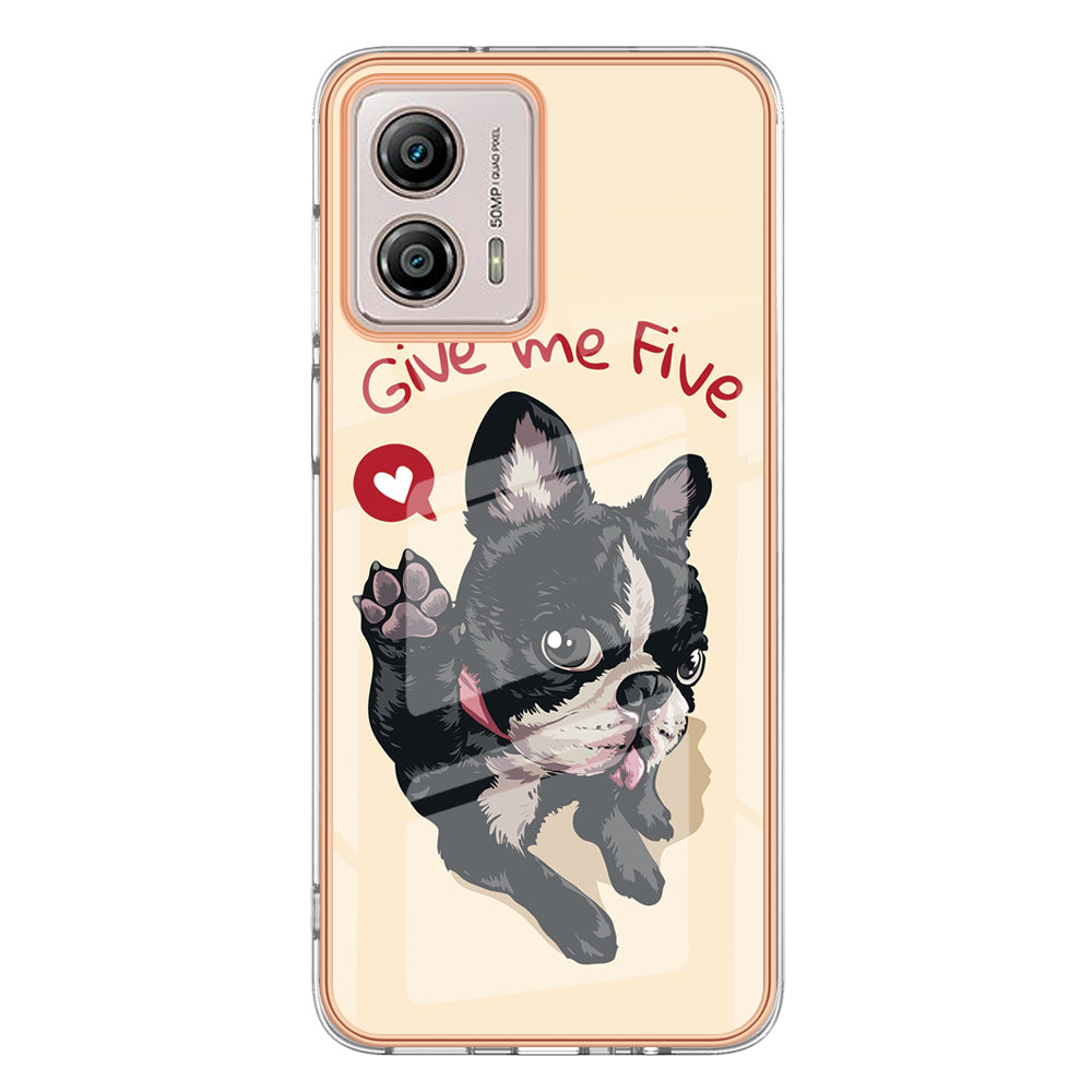 YB IMD Series-19 Style D For Motorola Moto G53 5G / G23 4G / G13 4G TPU Back Shell 2.0mm Electroplating IMD Pattern Printing Cover Phone Case