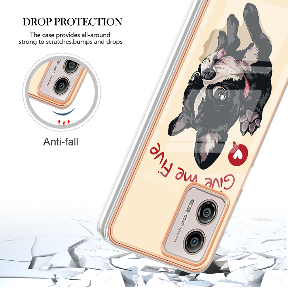 YB IMD Series-19 Style D For Motorola Moto G53 5G / G23 4G / G13 4G TPU Back Shell 2.0mm Electroplating IMD Pattern Printing Cover Phone Case