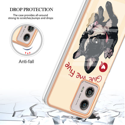 YB IMD Series-19 Style D For Motorola Moto G53 5G / G23 4G / G13 4G TPU Back Shell 2.0mm Electroplating IMD Pattern Printing Cover Phone Case