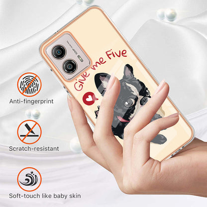 YB IMD Series-19 Style D For Motorola Moto G53 5G / G23 4G / G13 4G TPU Back Shell 2.0mm Electroplating IMD Pattern Printing Cover Phone Case