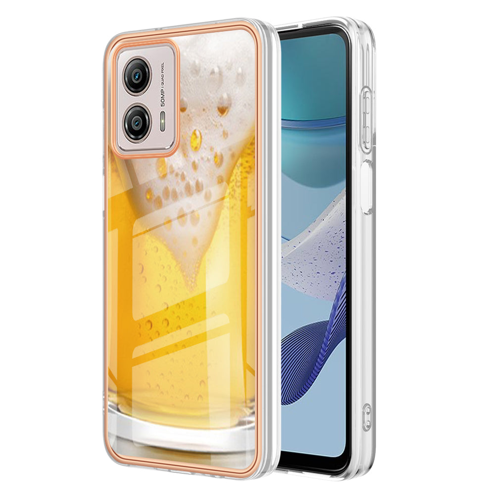 YB IMD Series-19 Style D For Motorola Moto G53 5G / G23 4G / G13 4G TPU Back Shell 2.0mm Electroplating IMD Pattern Printing Cover Phone Case
