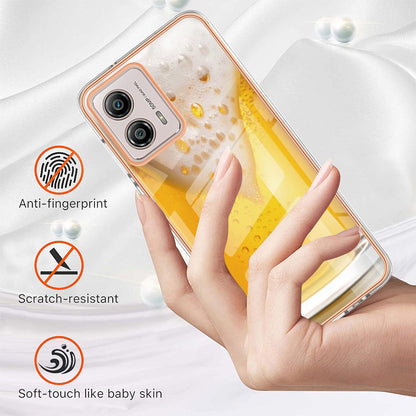 YB IMD Series-19 Style D For Motorola Moto G53 5G / G23 4G / G13 4G TPU Back Shell 2.0mm Electroplating IMD Pattern Printing Cover Phone Case