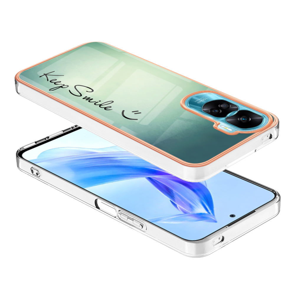 YB IMD Series-19 Style D For Honor 90 Lite 5G Anti-scratch Electroplating 2.0mm TPU Phone Case IMD Pattern Cover