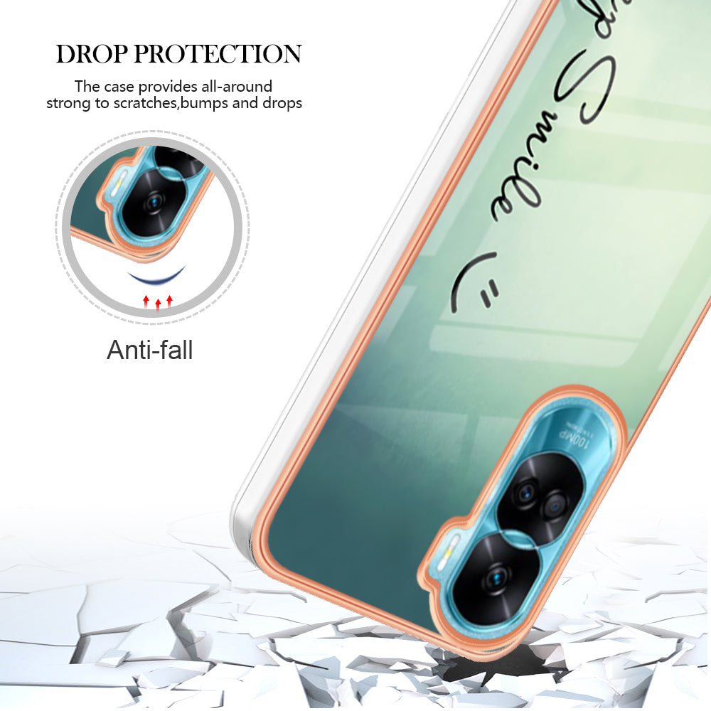 YB IMD Series-19 Style D For Honor 90 Lite 5G Anti-scratch Electroplating 2.0mm TPU Phone Case IMD Pattern Cover