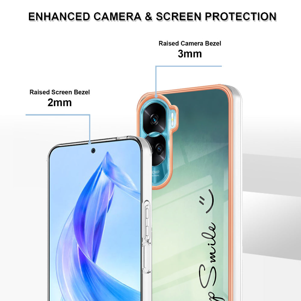 YB IMD Series-19 Style D For Honor 90 Lite 5G Anti-scratch Electroplating 2.0mm TPU Phone Case IMD Pattern Cover