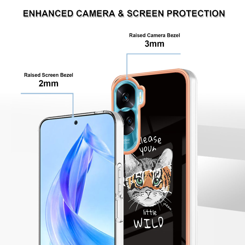 YB IMD Series-19 Style D For Honor 90 Lite 5G Anti-scratch Electroplating 2.0mm TPU Phone Case IMD Pattern Cover