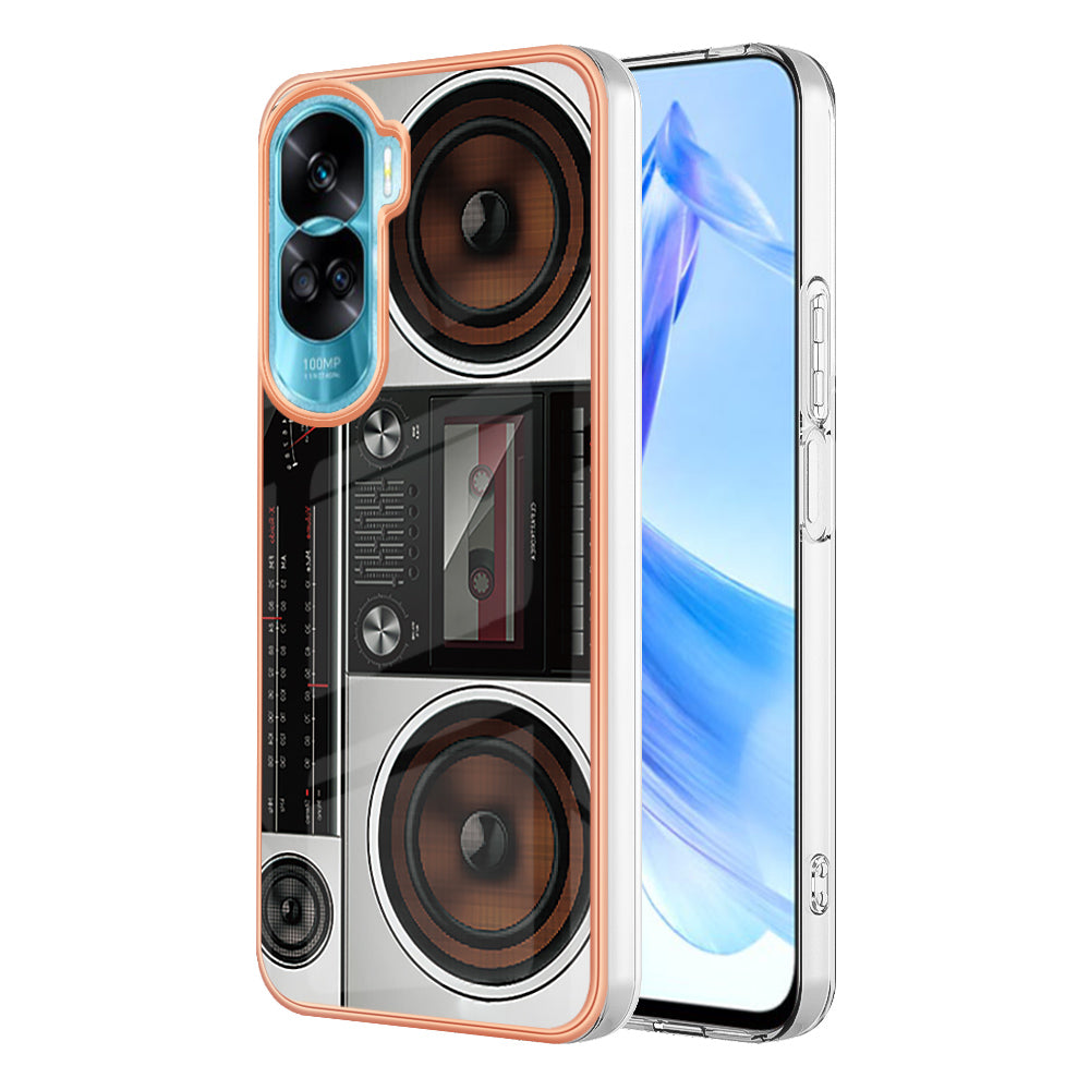 YB IMD Series-19 Style D For Honor 90 Lite 5G Anti-scratch Electroplating 2.0mm TPU Phone Case IMD Pattern Cover