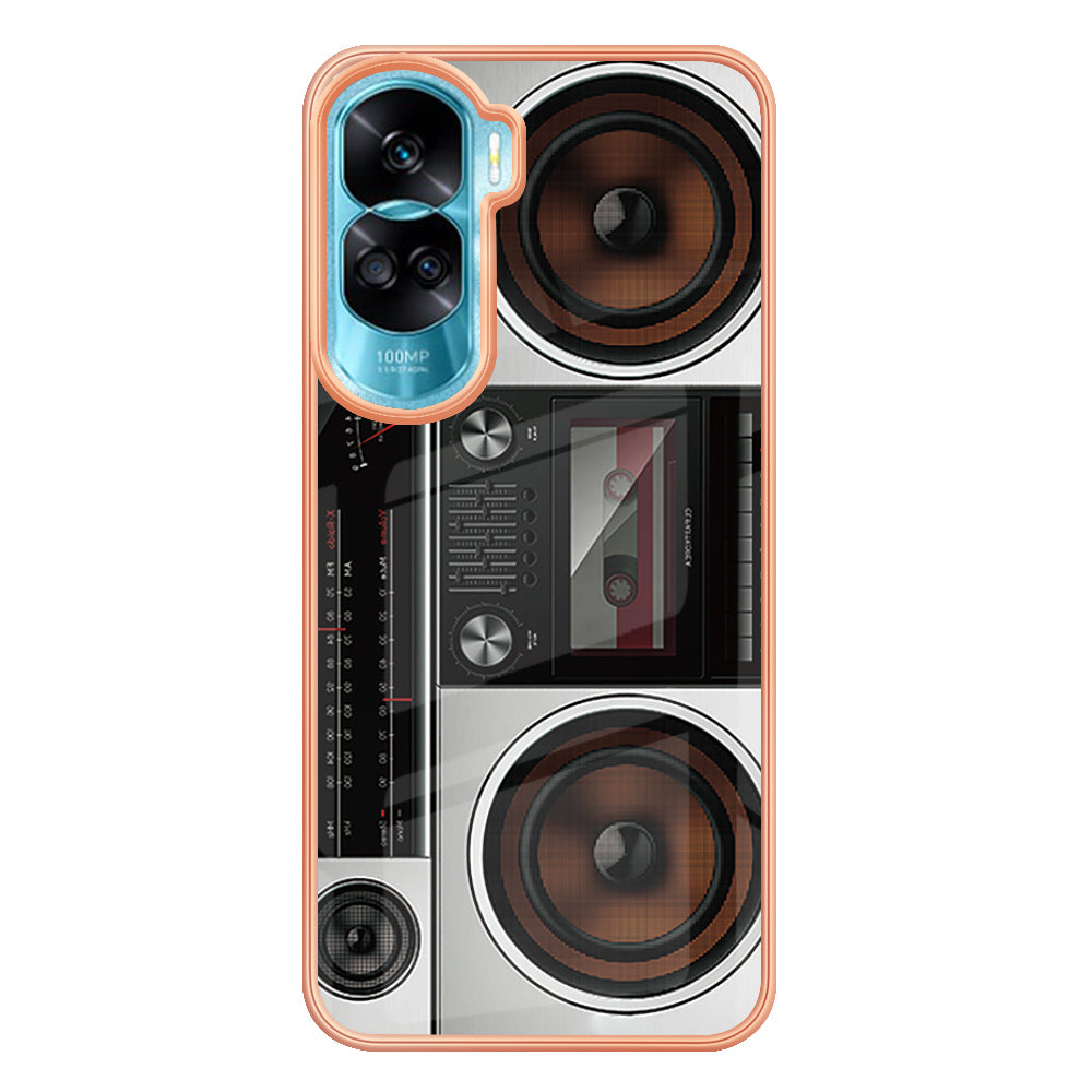 YB IMD Series-19 Style D For Honor 90 Lite 5G Anti-scratch Electroplating 2.0mm TPU Phone Case IMD Pattern Cover