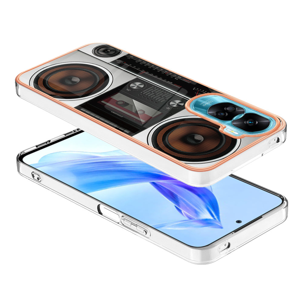 YB IMD Series-19 Style D For Honor 90 Lite 5G Anti-scratch Electroplating 2.0mm TPU Phone Case IMD Pattern Cover