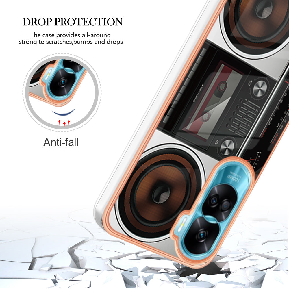 YB IMD Series-19 Style D For Honor 90 Lite 5G Anti-scratch Electroplating 2.0mm TPU Phone Case IMD Pattern Cover
