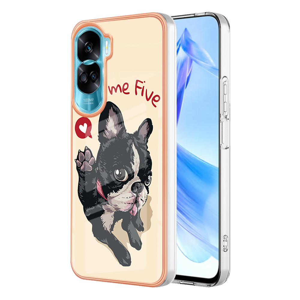 YB IMD Series-19 Style D For Honor 90 Lite 5G Anti-scratch Electroplating 2.0mm TPU Phone Case IMD Pattern Cover