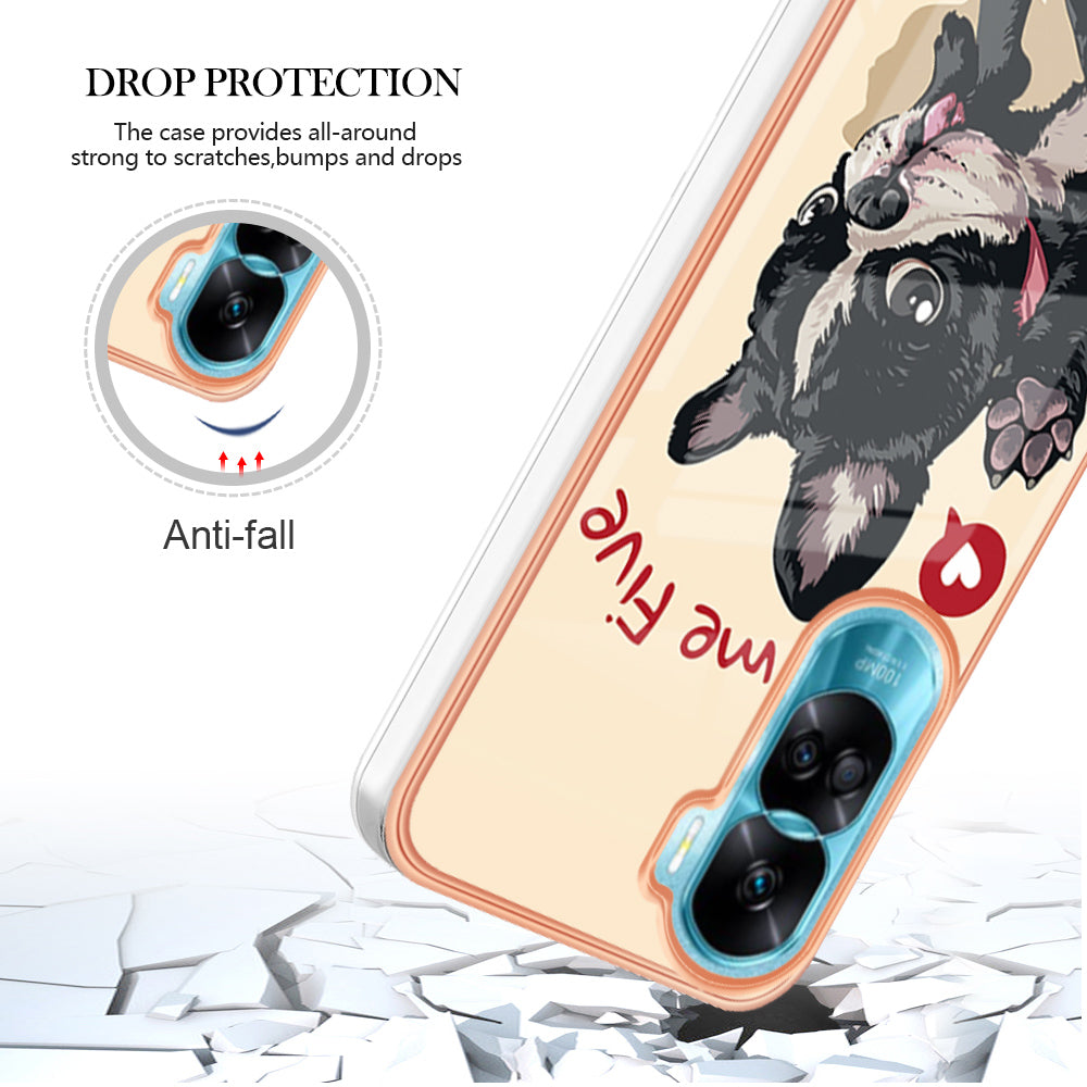 YB IMD Series-19 Style D For Honor 90 Lite 5G Anti-scratch Electroplating 2.0mm TPU Phone Case IMD Pattern Cover