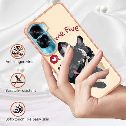 YB IMD Series-19 Style D For Honor 90 Lite 5G Anti-scratch Electroplating 2.0mm TPU Phone Case IMD Pattern Cover