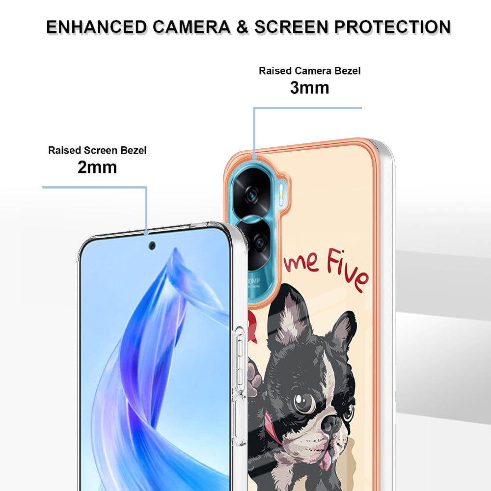 YB IMD Series-19 Style D For Honor 90 Lite 5G Anti-scratch Electroplating 2.0mm TPU Phone Case IMD Pattern Cover